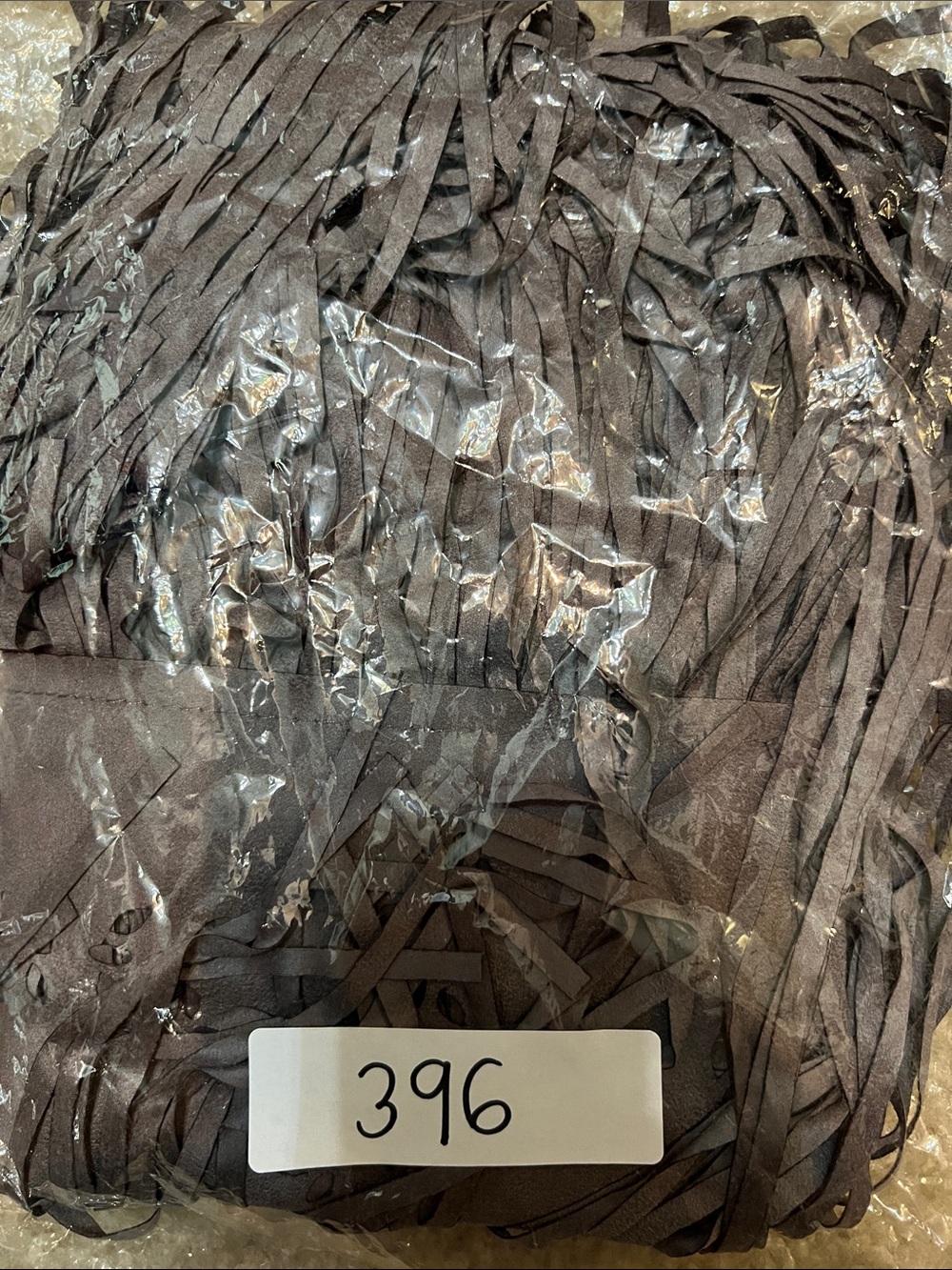 Women's Taupe Laser-Cut Fringe Shawl - Picture 4 of 4